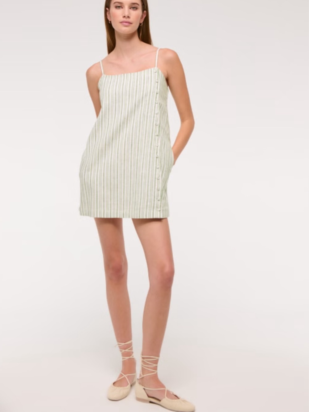 Abercrombie Linen Blend Mini Dress Skort Striped Large Tall New